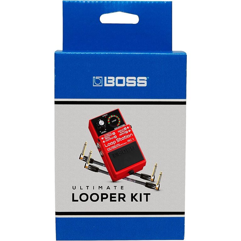 BOSS RC-1 Ultimate Looper Kit With Effects Pedal and Two 6in Patch Cables Red