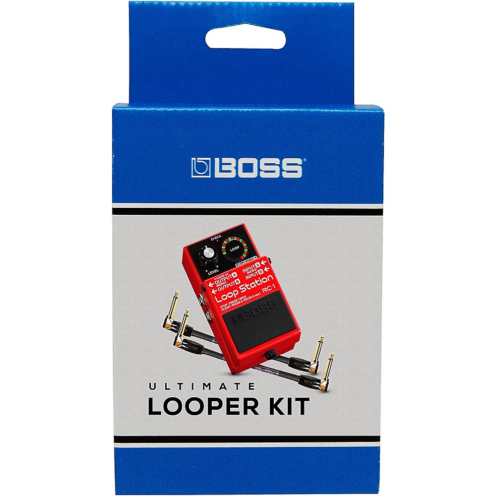 BOSS RC-1 Ultimate Looper Kit With Effects Pedal and Two 6in Patch Cables Red