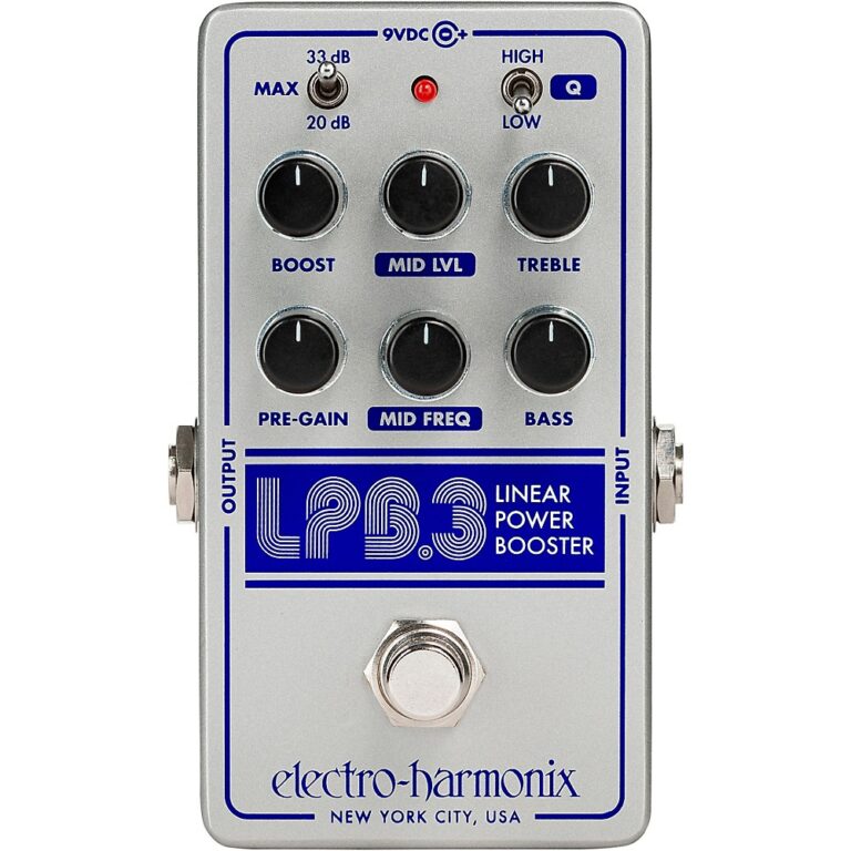 Electro-Harmonix LPB-3 Linear Power Booster & EQ Effect Pedal Silver and Blue